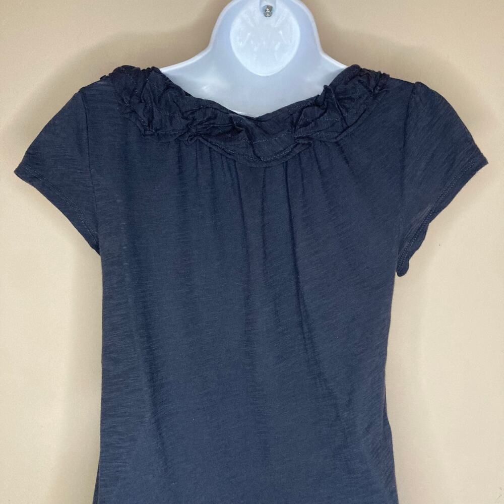 Anthropologie Blue Cotton Top With Floral Applique Neckline Pinktucks Size Small - Picture 6 of 16